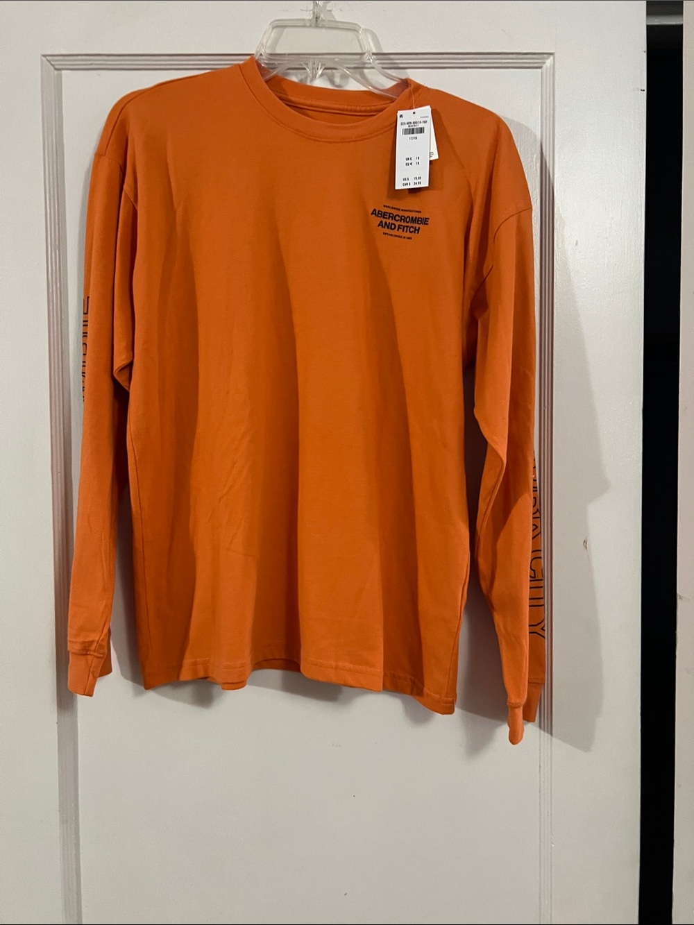 abercrombie kids Orange Long-Sleeve Crew Tee with Sleeve Print